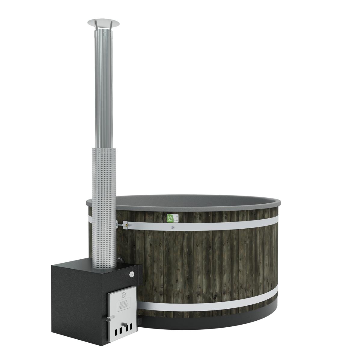 Kunststoff Badefass Family L (Ø 200 cm) Fichte (Kohleschwarz gebeizt)