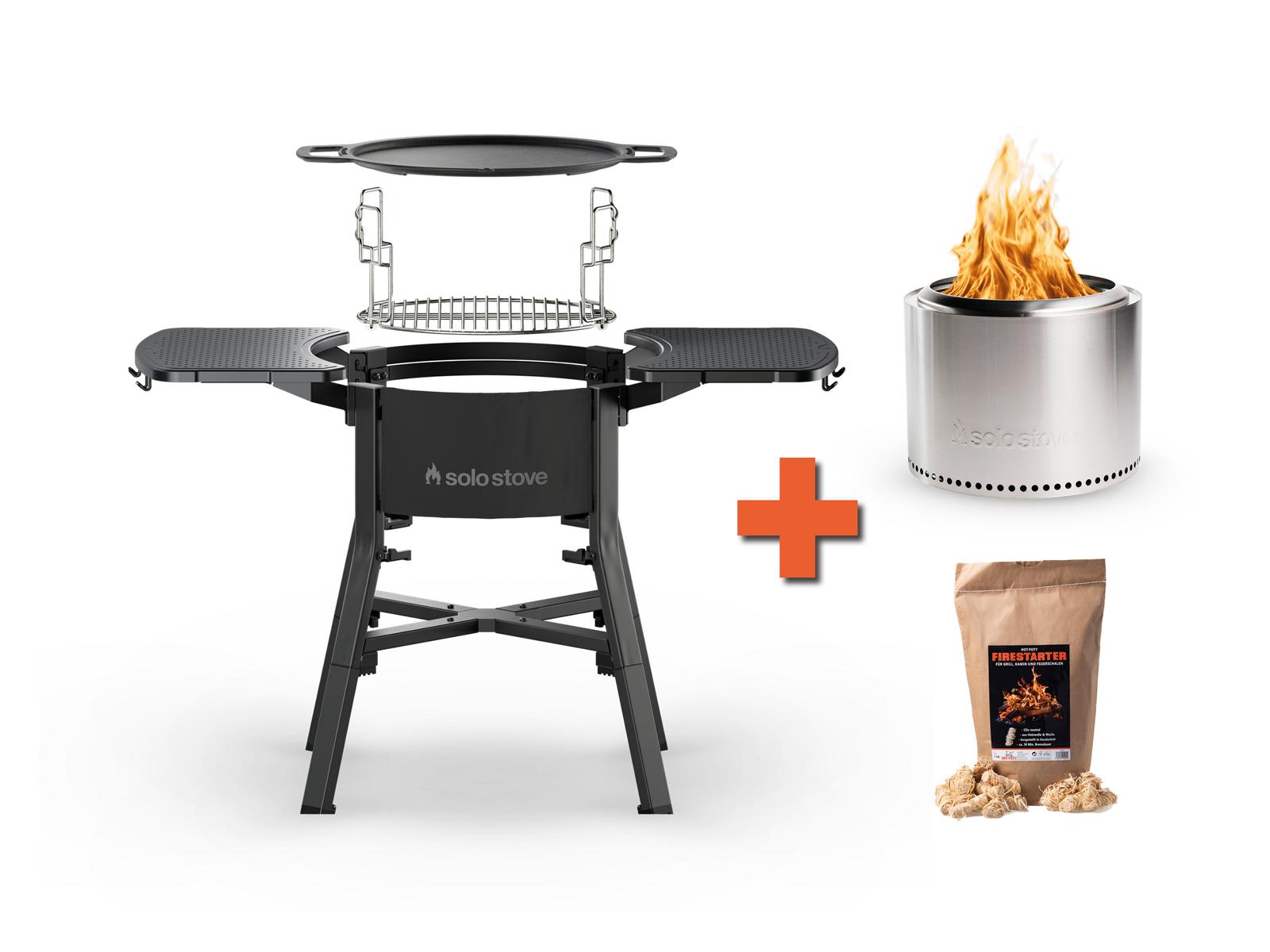 Solo Stove Cookout-Bundle mit Plancha inkl. Bonfire Feuertonne & Firestarter (1 kg)