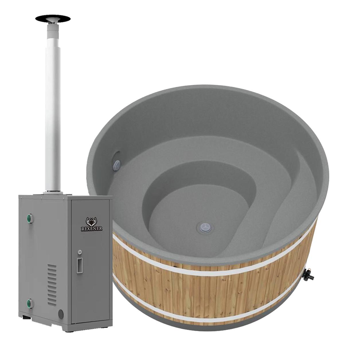 Badefass Family L (Ø 200 cm) mit Rexener Bioheater - Aktionspaket