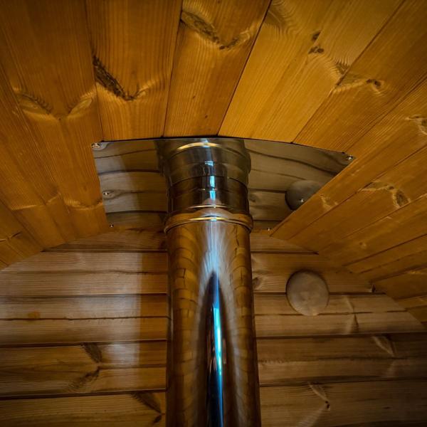 Thermoholz Fass Sauna Ø 2,25 m x 2,60 m inkl. Holzofen HUUM Flow Mini