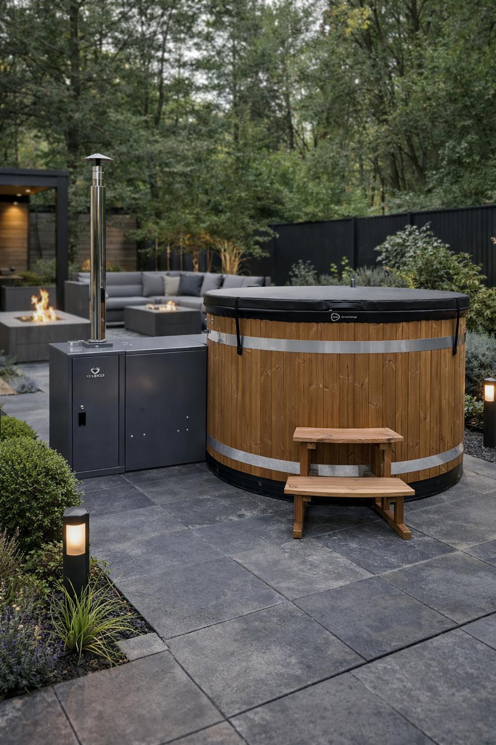 Badefass Family L (Ø 200 cm) mit Rexener Bioheater - Aktionspaket