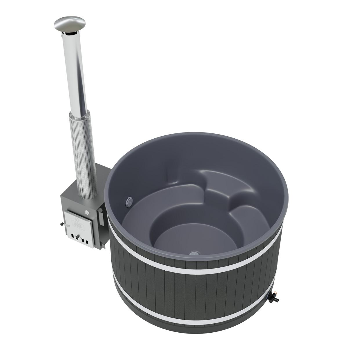 Kunststoff Badefass Steady M (Ø 170 cm) Eco Plank (Nachtschwarz)