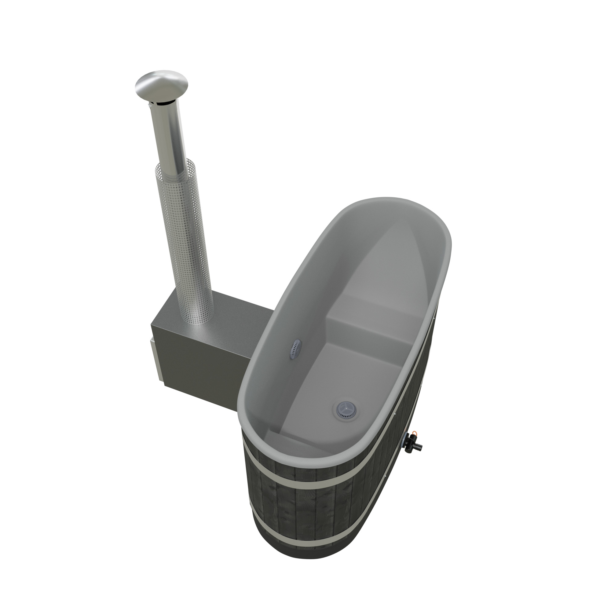 Kunststoff Badefass Annex Tiny S Thermoholz Deep Black - Aktionspaket