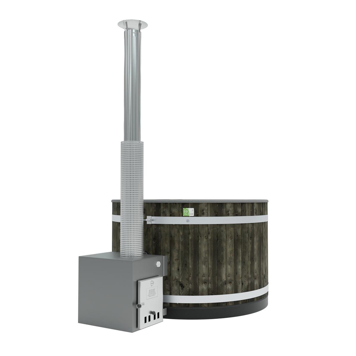 Kunststoff Hottub Family Tub M (Ø 170 cm) Fichte (Kohleschwarz gebeizt)