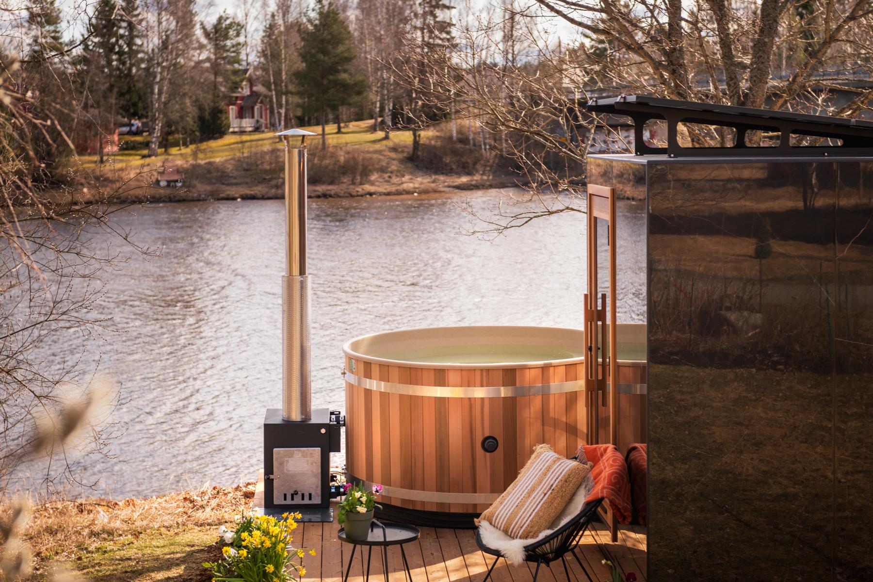 Kunststoff Badefass Family L (Ø 200 cm) Red Cedar