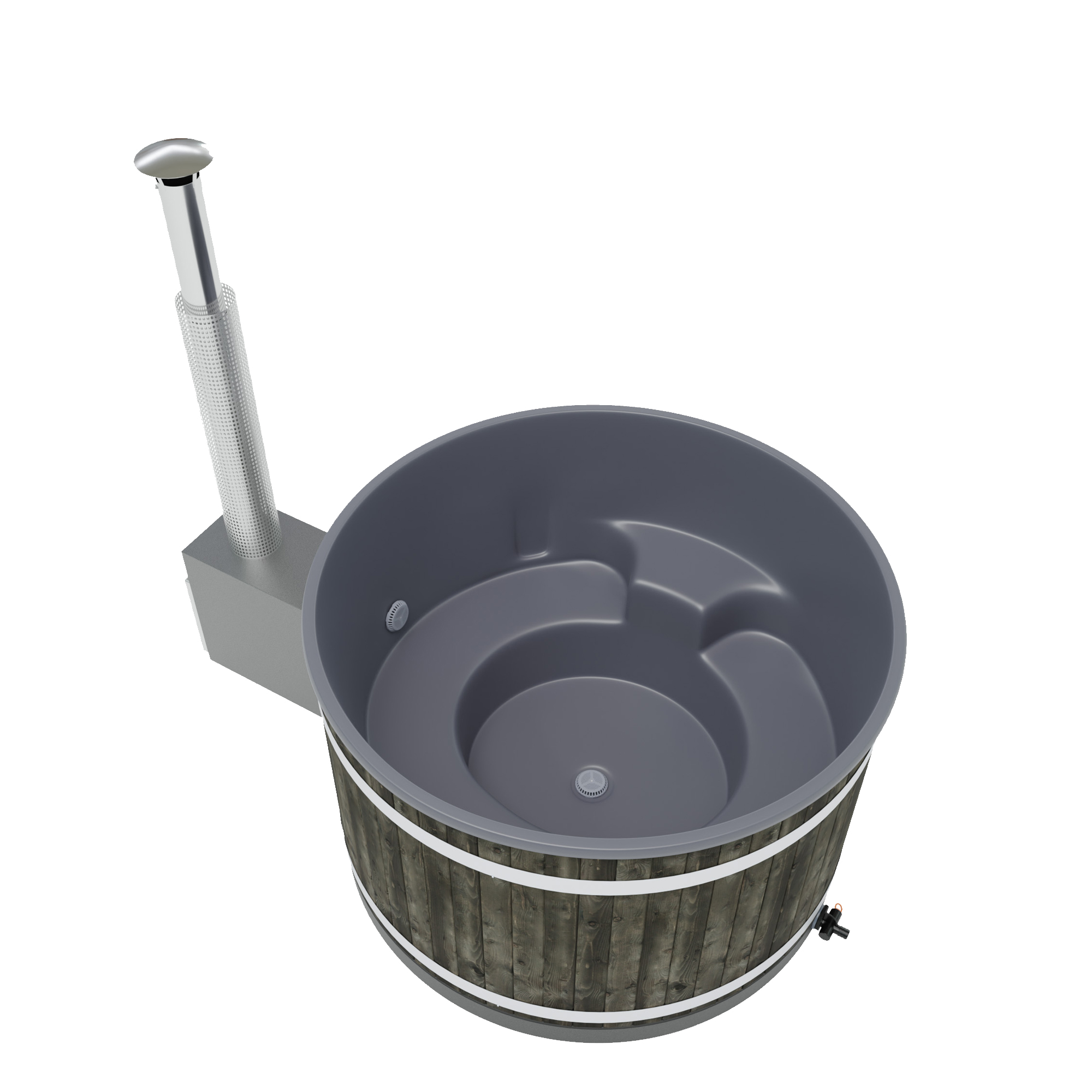 Kunststoff Badefass Hazy M (Ø 170 cm) Fichte (Kohleschwarz gebeizt)