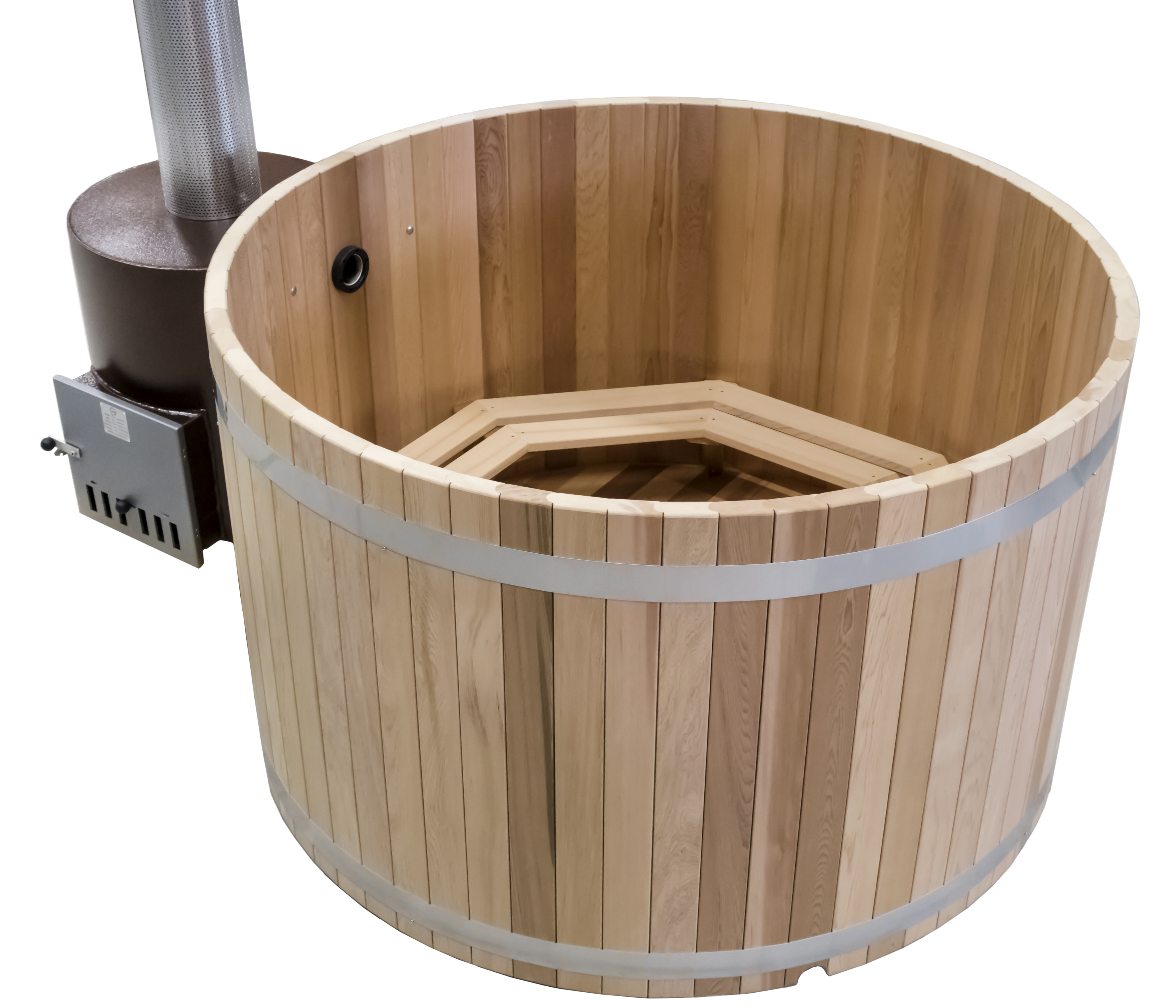 Badezuber Woody L Red Cedar mit Ofen Tube