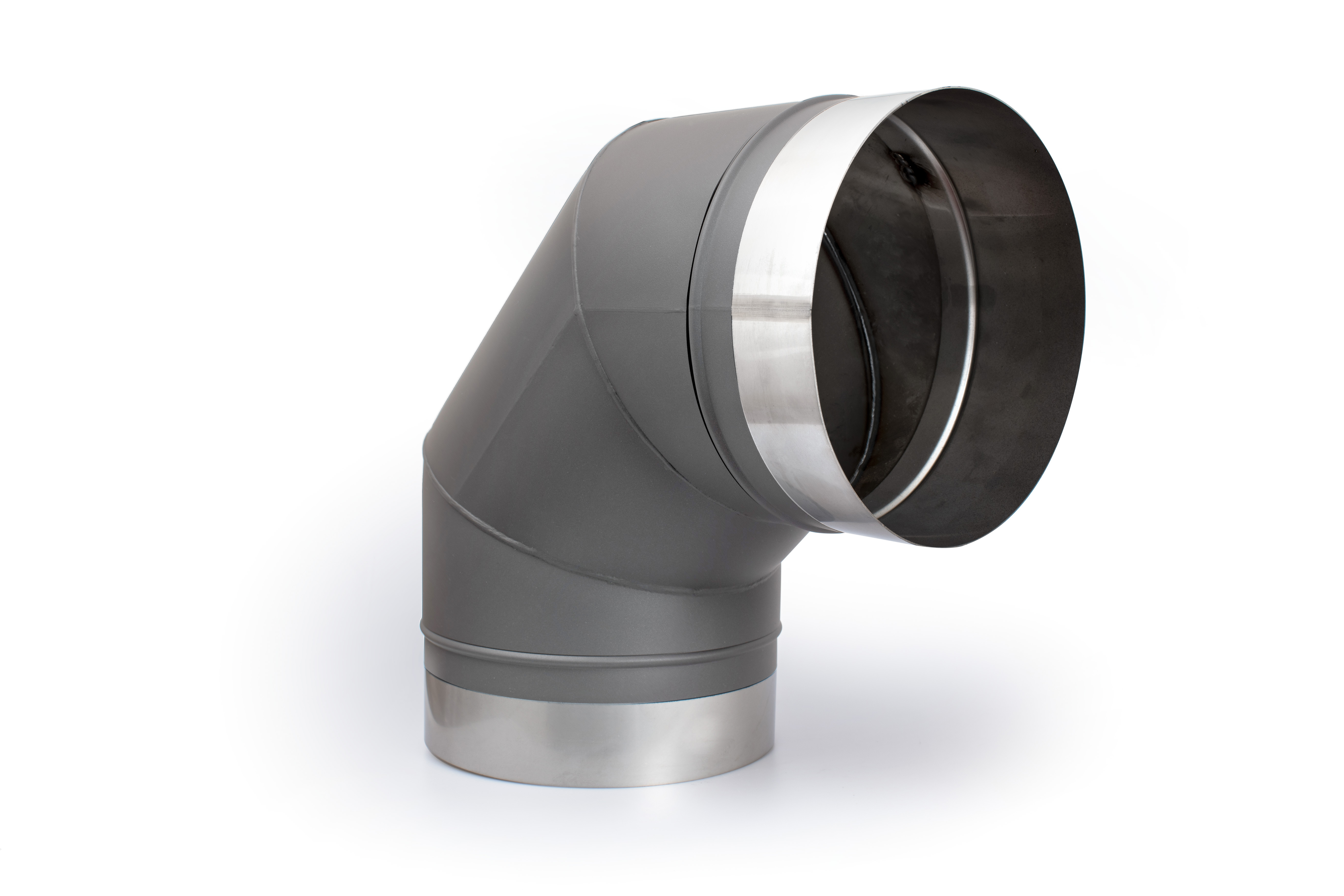 HERMAPRO 90° Schornstein Bogen für Vario 80 - Silbergrau