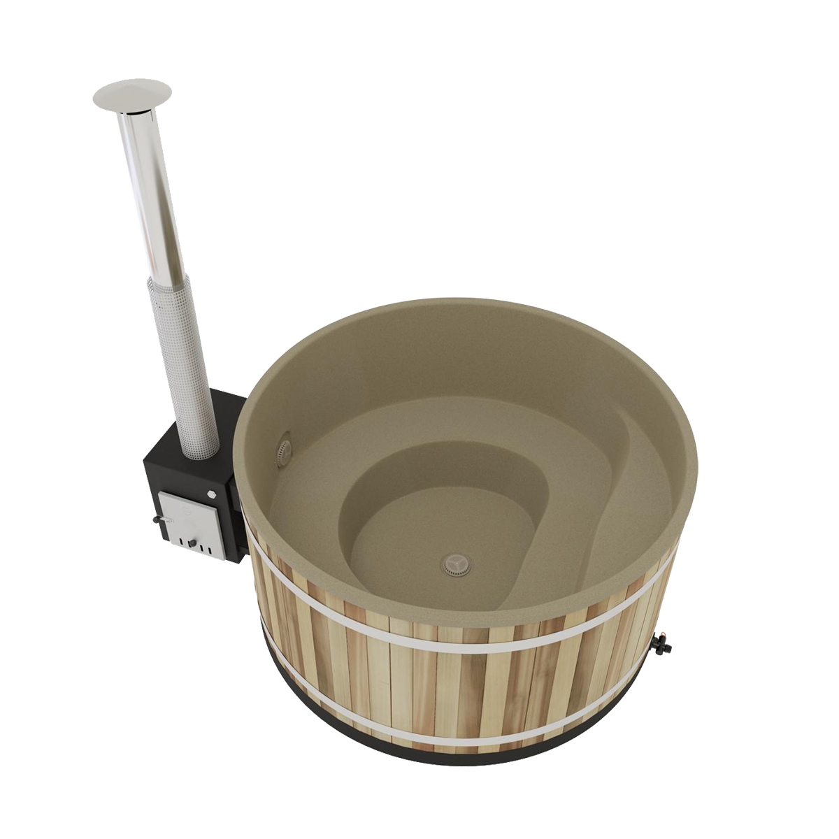 Kunststoff Badefass Family L (Ø 200 cm) Red Cedar