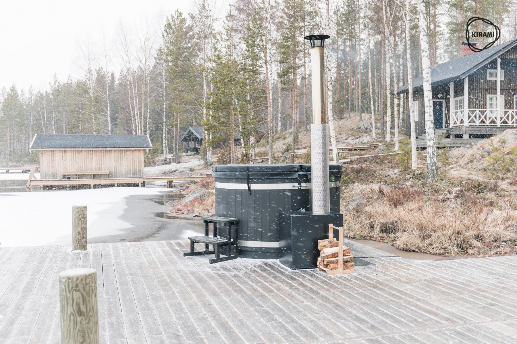 Kunststoff Badefass Steady M (Ø 170 cm) Eco Plank (Nachtschwarz)