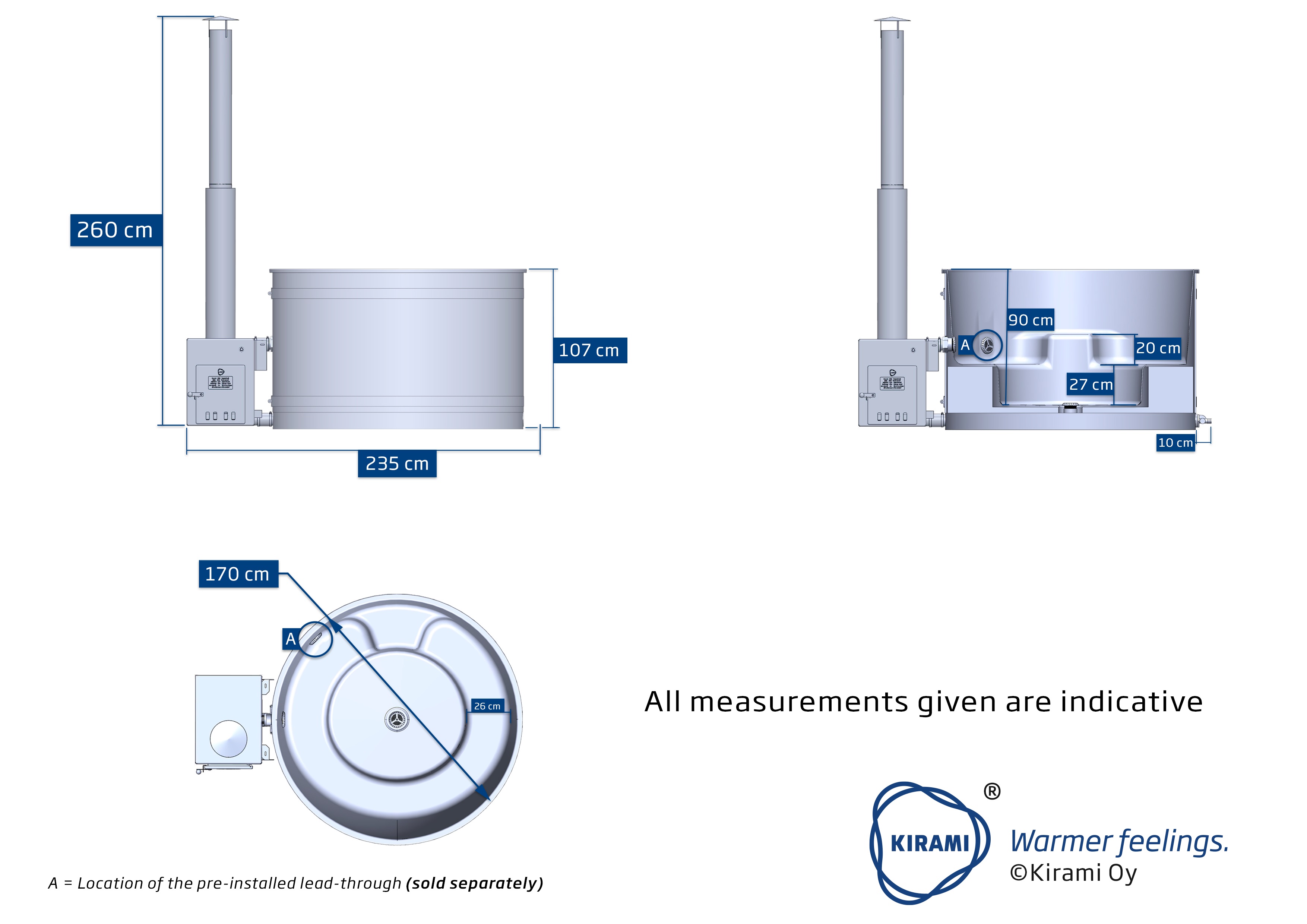 Kunststoff Badefass Steady M (Ø 170 cm) Eco Plank (Nachtschwarz)