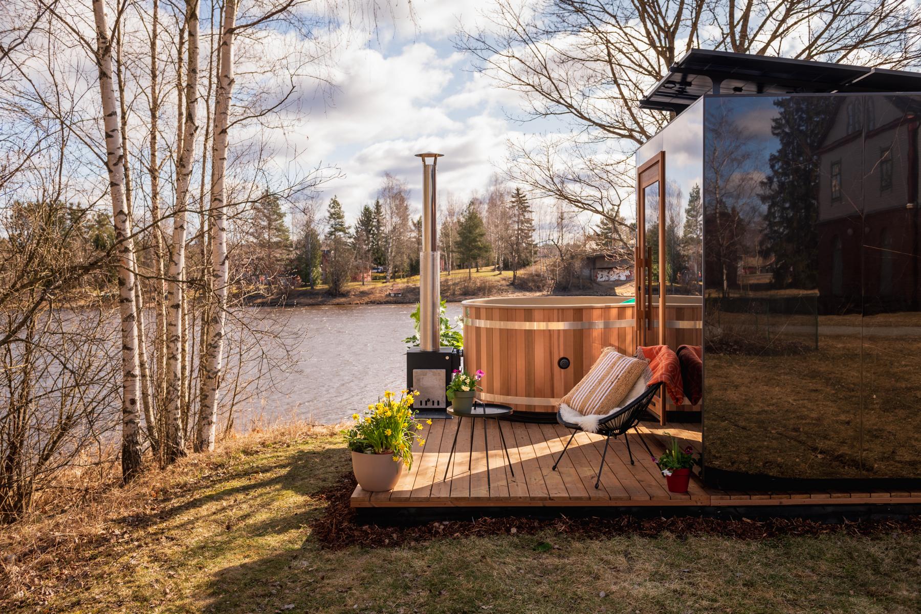 Kunststoff Badefass Family L (Ø 200 cm) Red Cedar