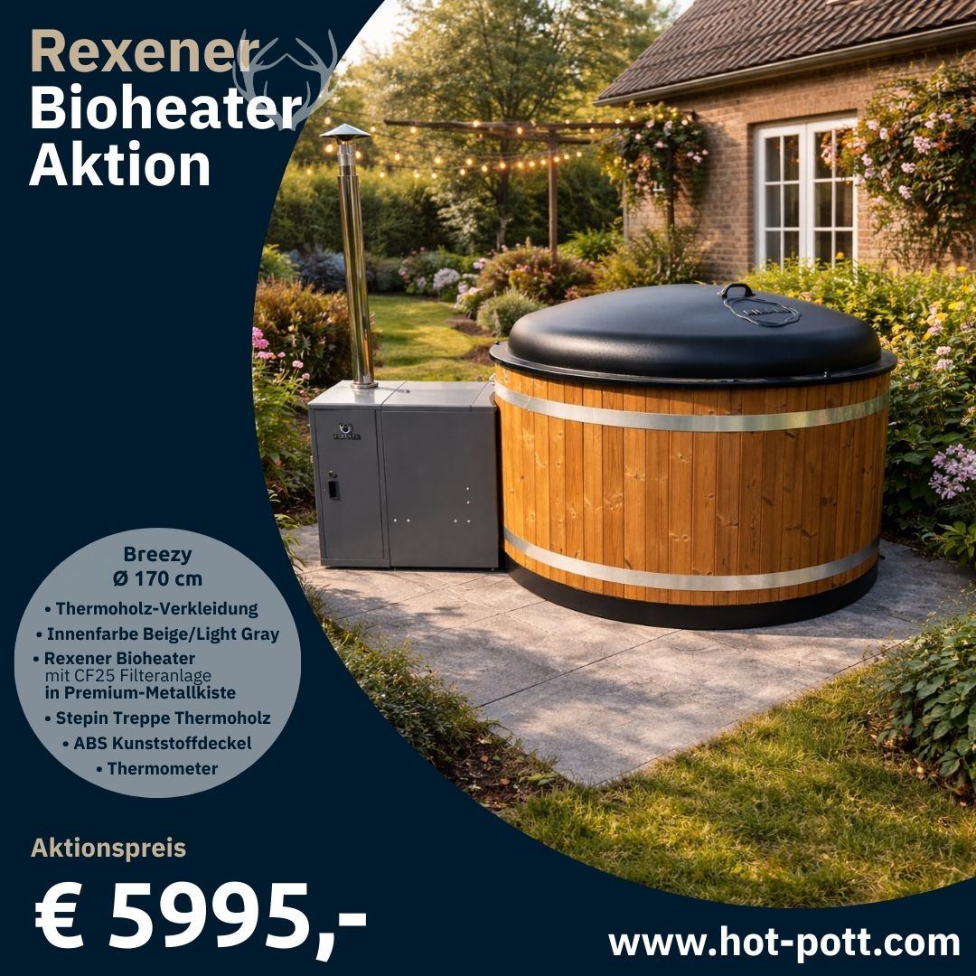 Badebottich Breezy M (Ø 170 cm) mit Rexener Bioheater - Aktionspaket