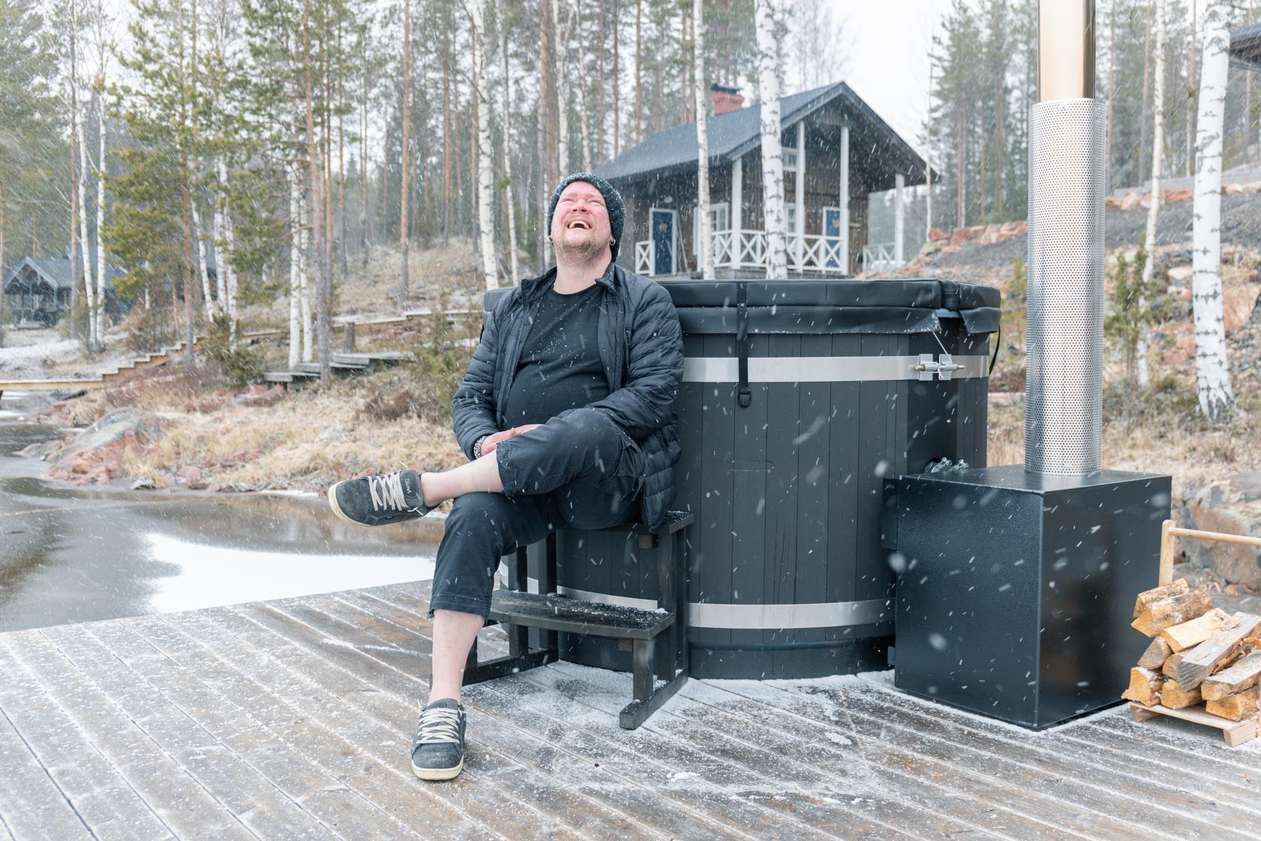 Kunststoff Badefass Steady M (Ø 170 cm) Eco Plank (Nachtschwarz)