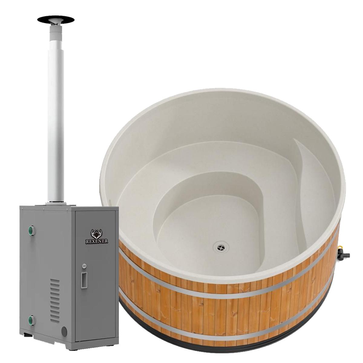 Badefass Family L (Ø 200 cm) mit Rexener Bioheater - Aktionspaket