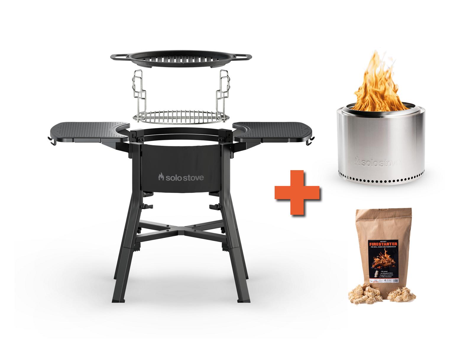 Solo Stove Cookout-Bundle mit Grillrost inkl. Bonfire Feuertonne & Firestarter (1 kg)