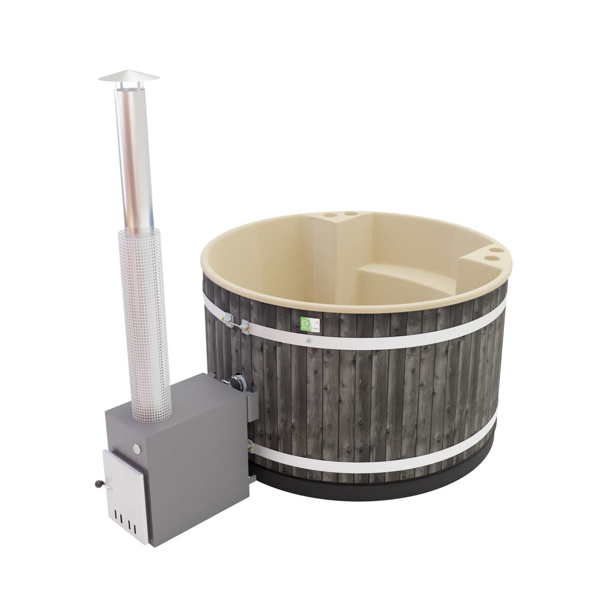 Kunststoff Hottub Family Tub M (Ø 170 cm) Fichte (Kohleschwarz gebeizt)