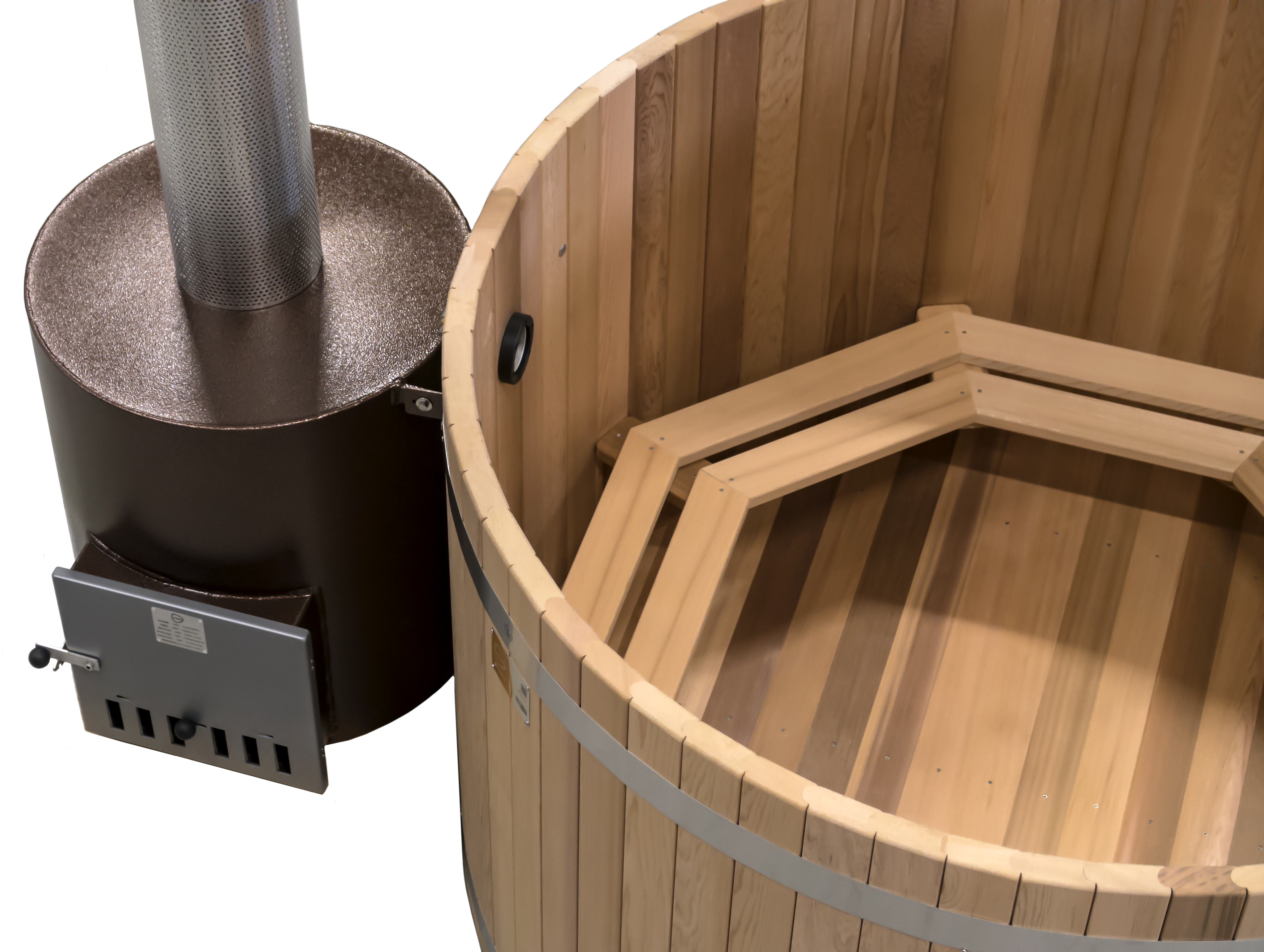 Badezuber Woody L Red Cedar mit Ofen Tube