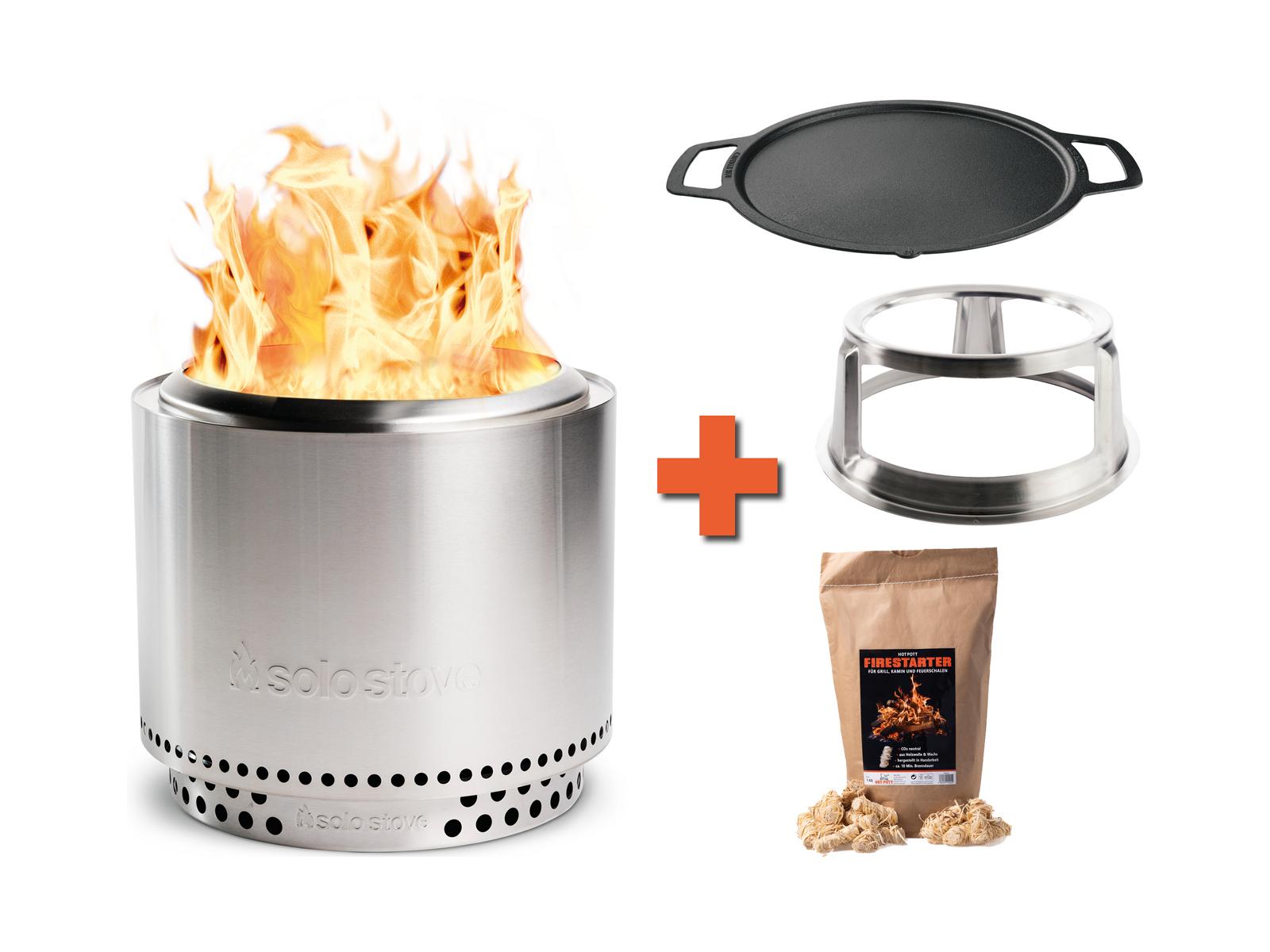 Solo Stove Grill-Bundle inkl. Bonfire 2.0, Gusseisen-Plancha mit Hub & Firestarter (1 kg)