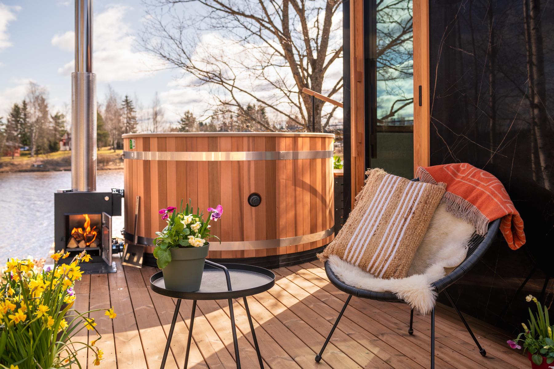 Kunststoff Badefass Family L (Ø 200 cm) Red Cedar