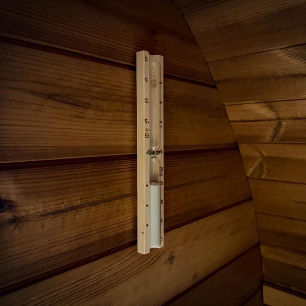 Thermoholz Fass Sauna Ø 2,25 m x 2,60 m inkl. Holzofen HUUM Flow Mini