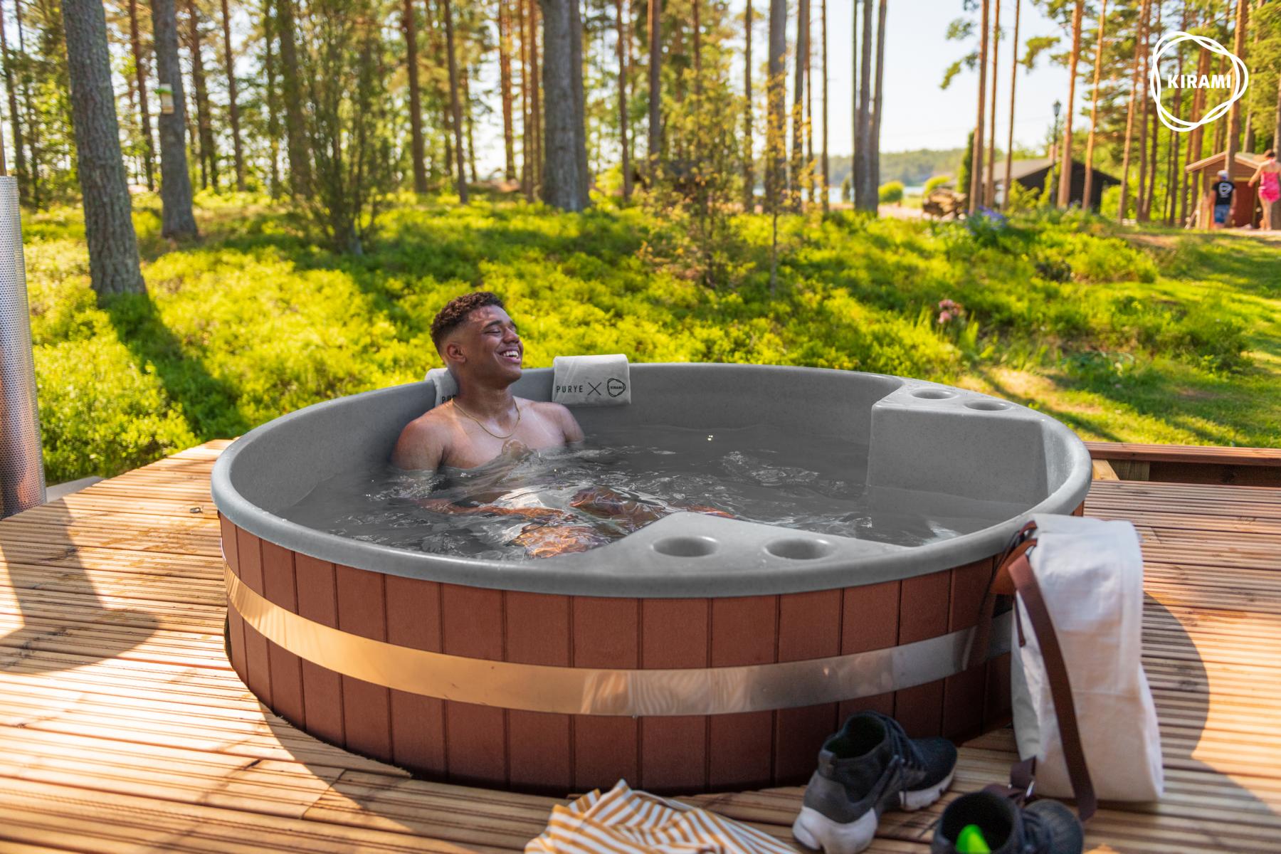 Kunststoff Hottub Family Tub M (Ø 170 cm) Thermoholz