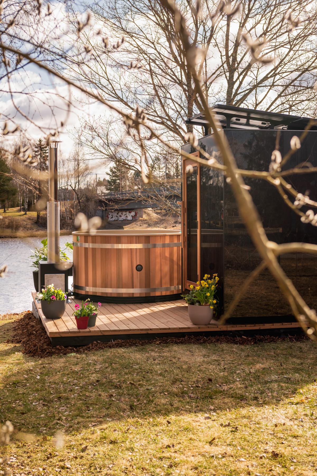 Kunststoff Badefass Family L (Ø 200 cm) Red Cedar