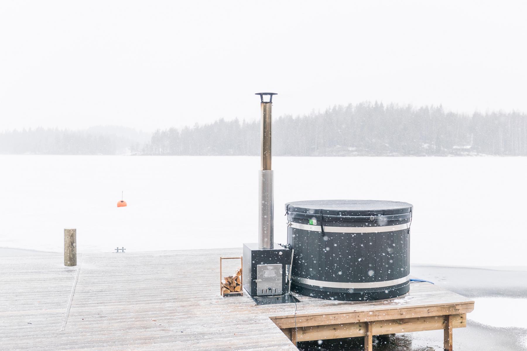 Kunststoff Badefass Steady M (Ø 170 cm) Eco Plank (Nachtschwarz)