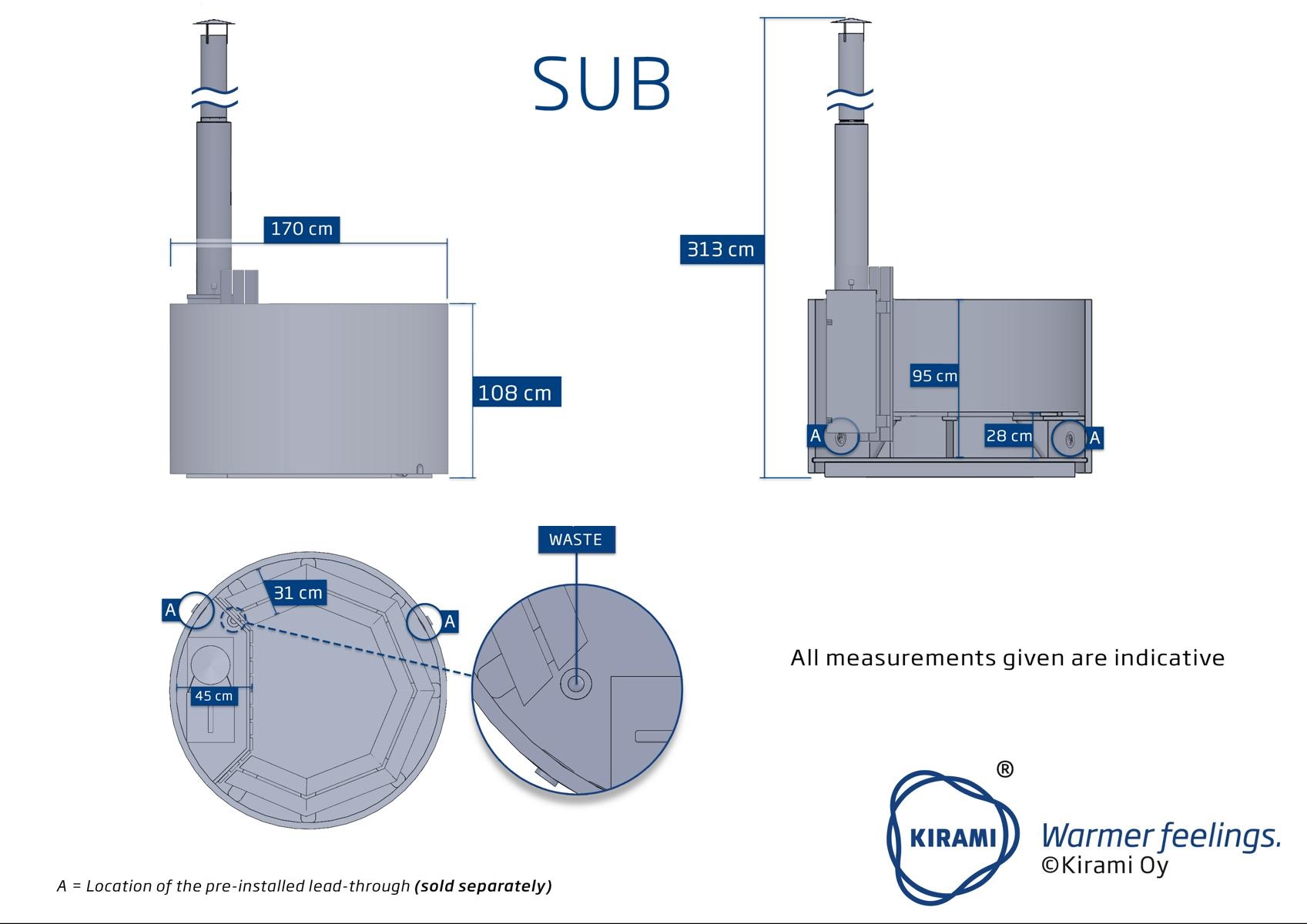 Holz Badezuber Woody M Thermoholz mit Ofen Sub