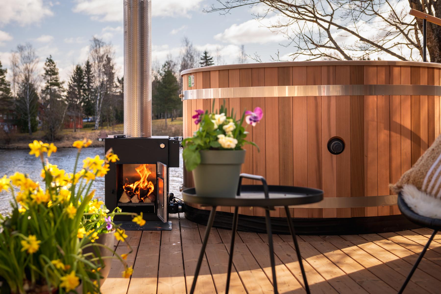 Kunststoff Badefass Family L (Ø 200 cm) Red Cedar