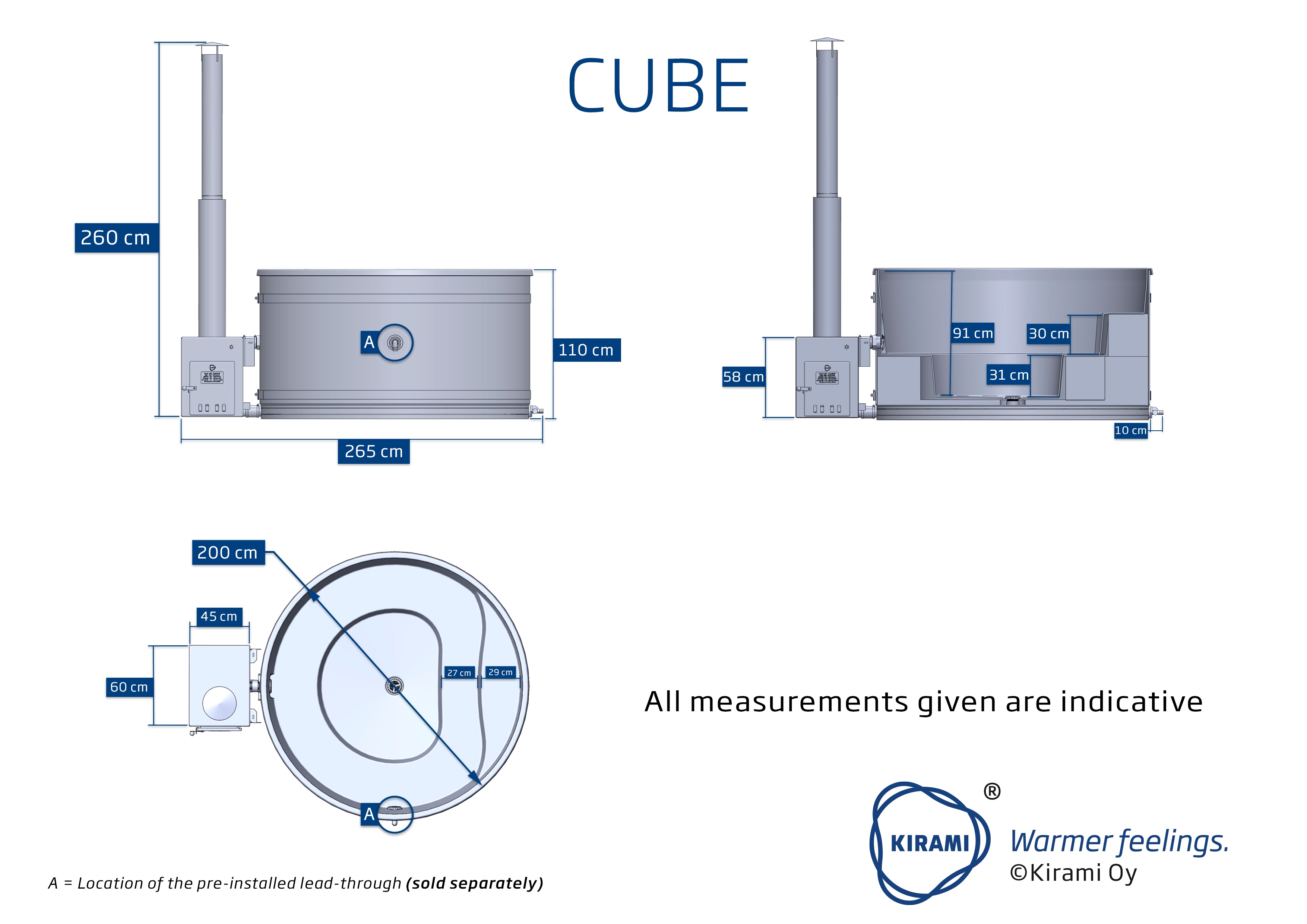 Kunststoff Badefass Family L (Ø 200 cm) Thermoholz