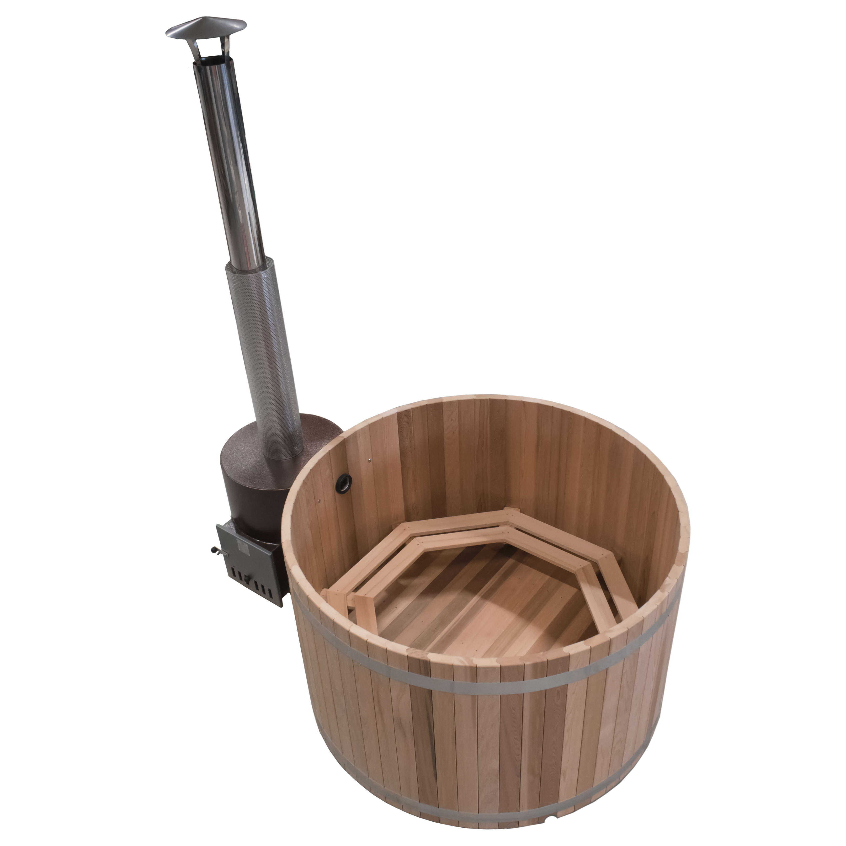 Luxus Holz Badezuber Woody M Red Cedar mit Ofen Tube